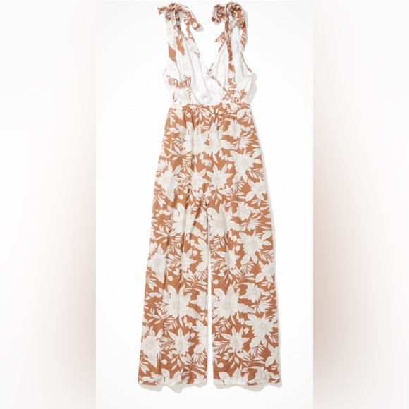 American Eagle Tropical Mix Print Tie-Strap Jumpsuit - Picture 4 of 11